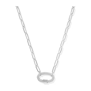 KENDRA SCOTT EMERY LINK AND CHAIN NECKLACE SILVER WHITE CRYSTAL