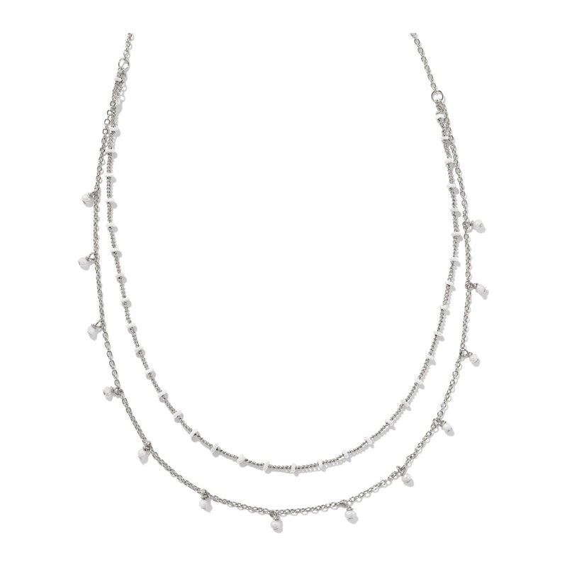 KENDRA SCOTT EVE MULTI STRAND NECKLACE SILVER WHITE MIX