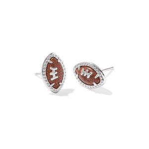 KENDRA SCOTT FOOTBALL STUD EARRINGS SILVER ORANGE GOLDSTONE