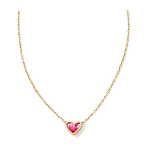 KENDRA SCOTT FRAMED ARI HEART SHORT PENDANT NECKLACE GOLD AZALEA ILLUSION