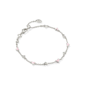 KENDRA SCOTT HAVEN DELICATE CHAIN BRACELET SILVER PINK ENAMEL