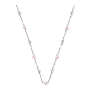 KENDRA SCOTT HAVEN STRAND NECKLACE SILVER PINK ENAMEL