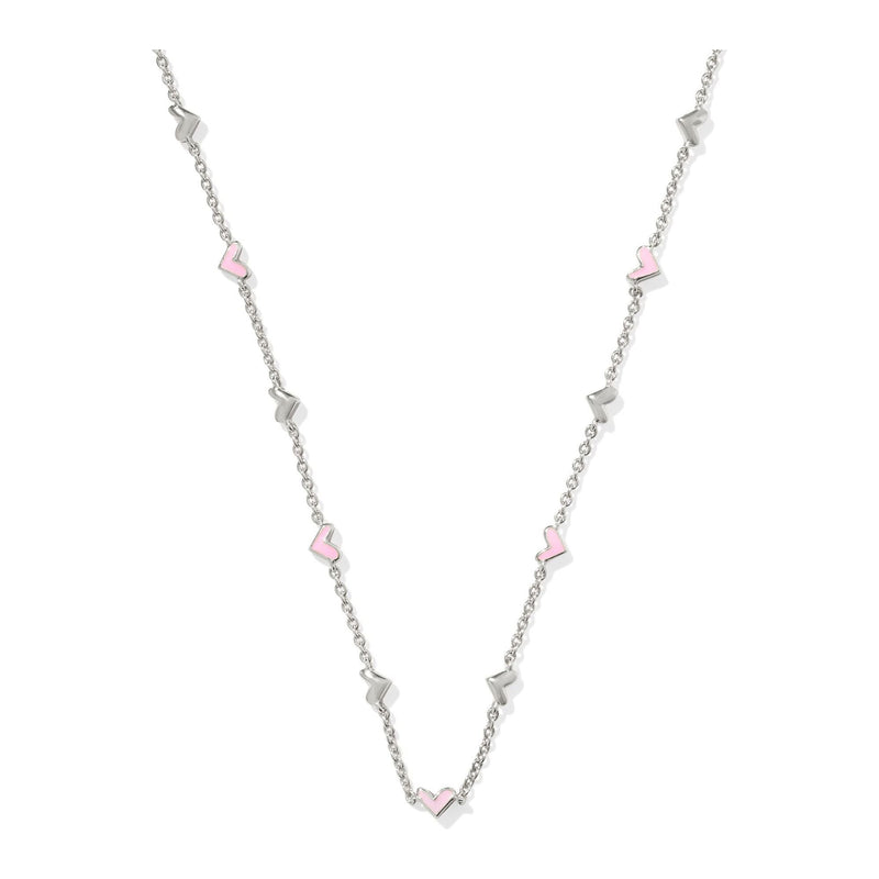 KENDRA SCOTT HAVEN STRAND NECKLACE SILVER PINK ENAMEL