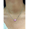 KENDRA SCOTT LIPS PENDANT NECKLACE SILVER HOT PINK MOTHER OF PEARL