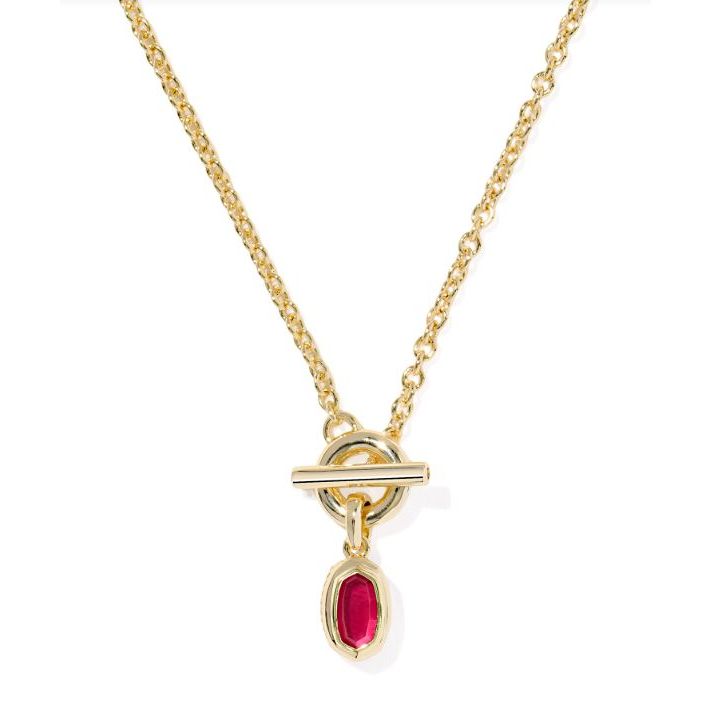 KENDRA SCOTT MINI ELISA TOGGLE SHORT PENDANT NECKLACE GOLD CARMINE RED ILLUSION