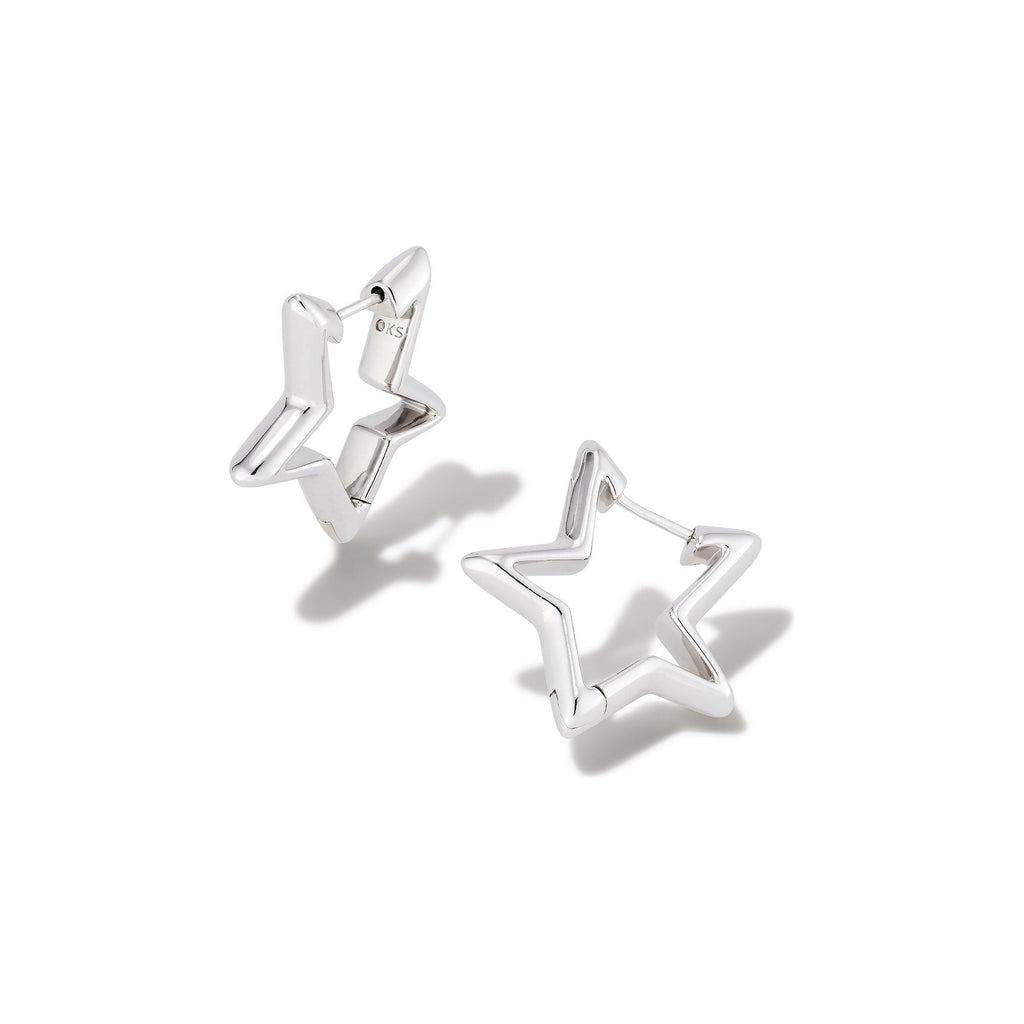 KENDRA SCOTT STAR HUGGIE EARRINGS SILVER