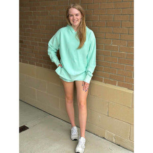 Kai Luxe Corded Hooded Sweatshirt - Mint - FINAL SALE