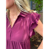 Kendall Split V-Neck Tiered Midi Dress - Plum