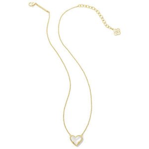 KENDRA SCOTT ARI HEART SHORT PENDANT NECKLACE GOLD IVORY MOTHER OF PEARL