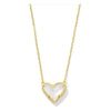 KENDRA SCOTT ARI HEART SHORT PENDANT NECKLACE GOLD IVORY MOTHER OF PEARL