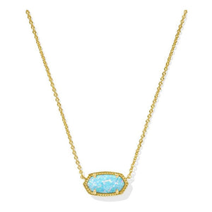 KENDRA SCOTT ELISA SHORT PENDANT NECKLACE GOLD LIGHT TEAL KYOCERA OPAL