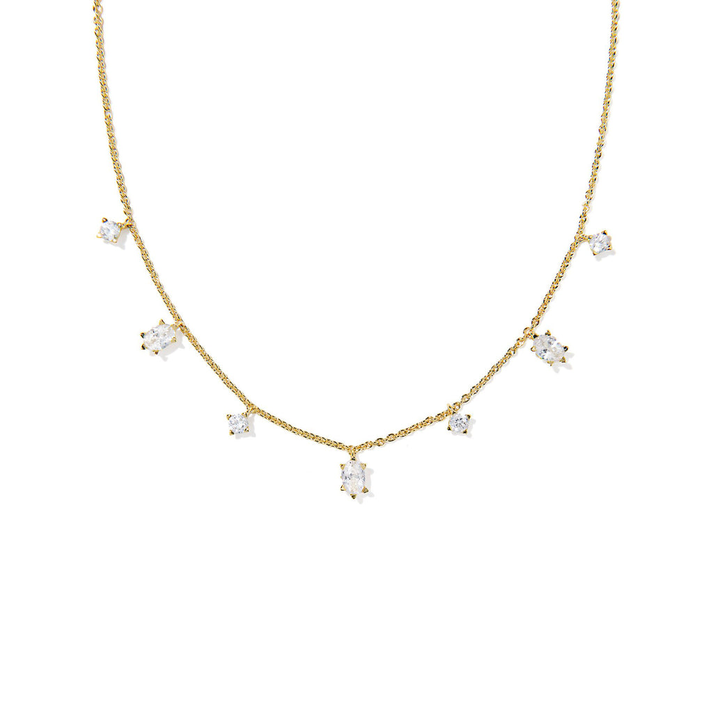 KENDRA SCOTT CAILIN DELICATE STRAND NECKLACE GOLD WHITE CZ