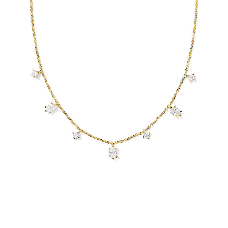KENDRA SCOTT CAILIN DELICATE STRAND NECKLACE GOLD WHITE CZ