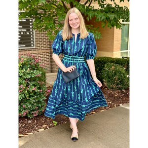 Kenzie Bow Tie Print Maxi Dress - Navy