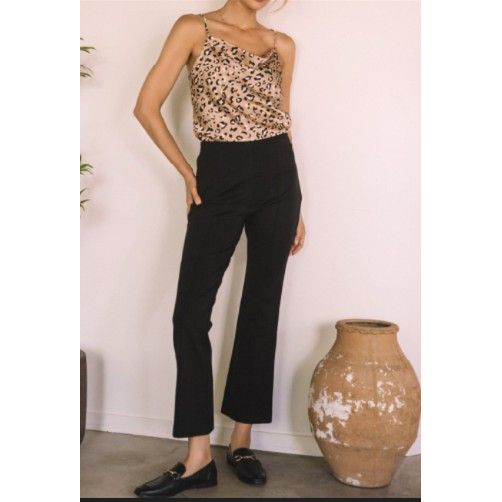 Pauline Kick-Flare Cropped Pants - Black