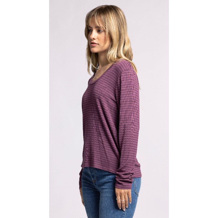 Lauren Top - Eggplant Tonal Stripe