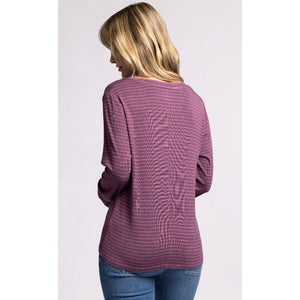 Lauren Top - Eggplant Tonal Stripe