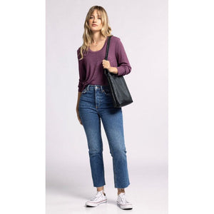 Lauren Top - Eggplant Tonal Stripe