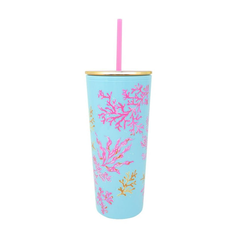 Lilly Pulitzer - Tumbler with Straw - Royal Coral