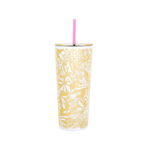 Lilly Pulitzer - Tumbler with Straw - Safari Sangria Gold