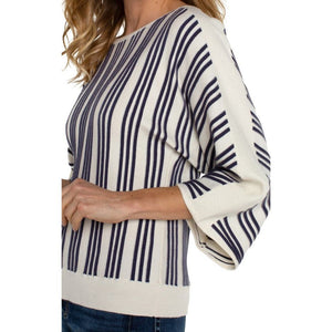 Liverpool Boat Neck 3/4 Dolman Sleeve Sweater - Cream/Navy