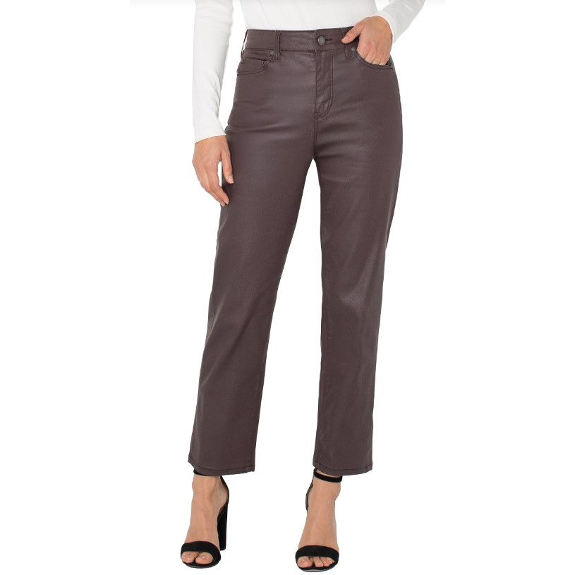 Liverpool Kennedy High Rise Crop Straight Pant - Raisin