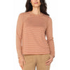 Liverpool Long Sleeve Crew Neck Knit Top With Seaming - Ginger Spice/Cream Stripe