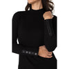 Liverpool Los Angeles Long Sleeve Mock Neck Knit Top w/ button Detail - Black