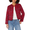 Liverpool Los Angeles Collarless Jacket with Frayed Edges - Red Multi Boucie