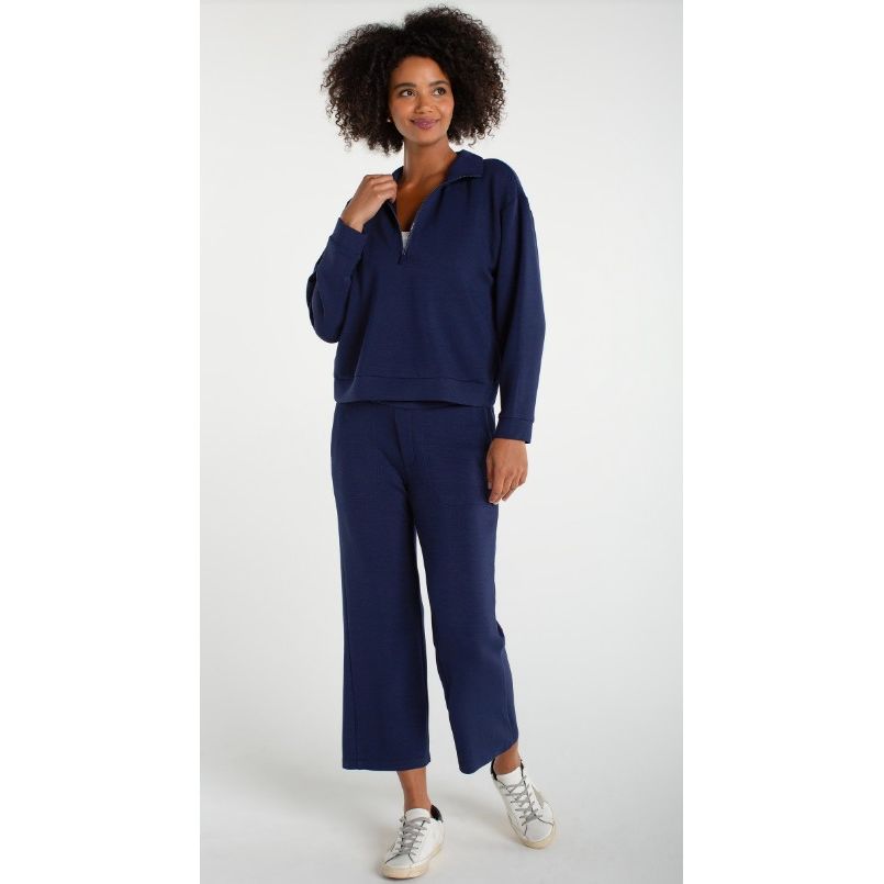 Liverpool Los Angeles Pull On Wide Leg Crop Trouser - Deep Midnight