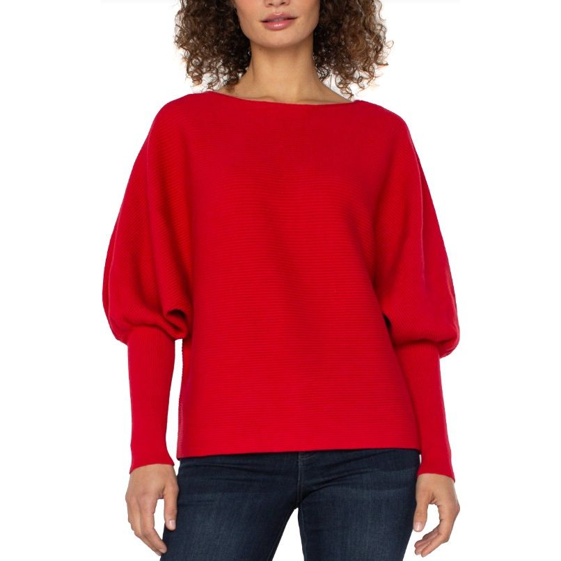 Liverpool Los Angeles Long Sleeve Boat Neck Dolman Sweater - Tango Red