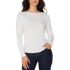 Liverpool Long Sleeve Boat Neck Knit Top - Washed Cream