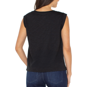 Liverpool Sleeveless Woven to Knit Top - Black
