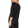 Liverpool 3/4 Sleeve Draped Neck Knit Top - Black