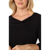 Liverpool 3/4 Sleeve Draped Neck Knit Top - Black