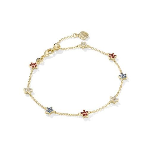 KENDRA SCOTT SIERRA STAR CRYSTAL DELICATE CHAIN BRACELET GOLD RED WHITE BLUE MIX