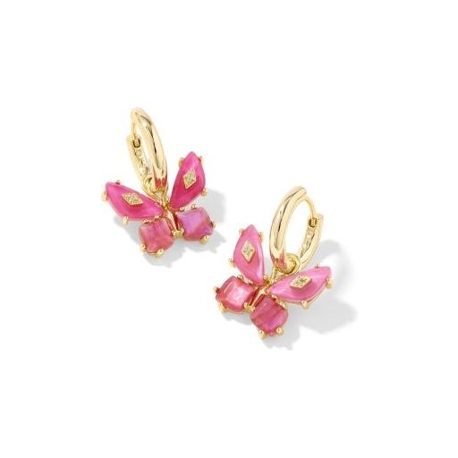 KENDRA SCOTT BIANCA BUTTERFLY HUGGIE EARRINGS GOLD PINK MIX