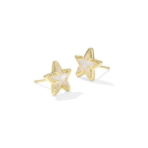 KENDRA SCOTT CASSIDY STUD EARRINGS GOLD IVORY MOTHER OF PEARL