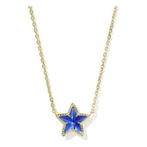 KENDRA SCOTT CASSIDY SHORT PENDANT NECKLACE GOLD COBALT ILLUSION