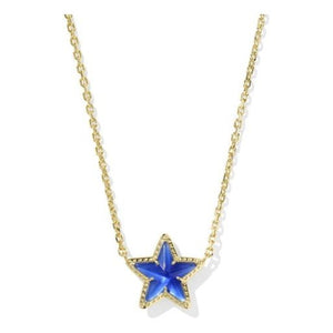 KENDRA SCOTT CASSIDY SHORT PENDANT NECKLACE GOLD COBALT ILLUSION