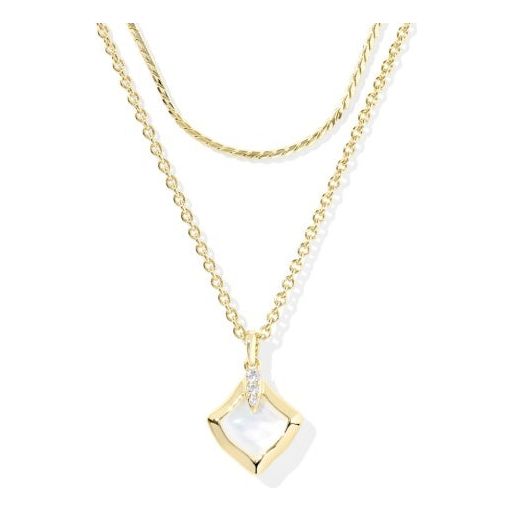 KENDRA SCOTT JOELLE MULTI STRAND NECKLACE GOLD IVORY MOTHER OF PEARL