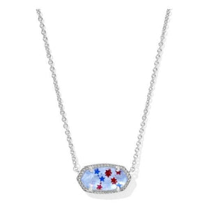 KENDRA SCOTT ELISA PENDANT NECKLACE SILVER RED WHITE BLUE STAR ILLUSION