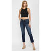 Mica Freestyle Mid Rise Slim Straight Crop Jeans - Delft (Dark Wash)
