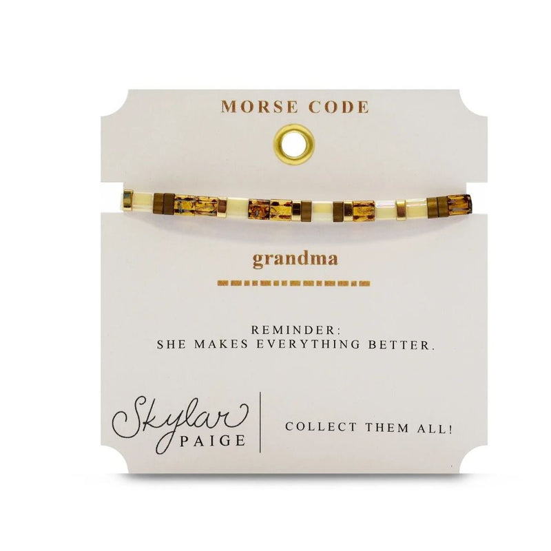 GRANDMA - Morse Code Tila Beaded Bracelet