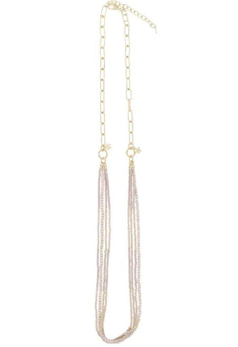 Multi Stand Light Brown Beaded Necklace