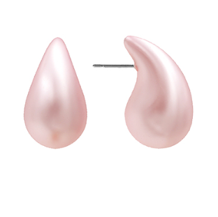 Puffy Teardrop Pearl Earrings - Light Pink