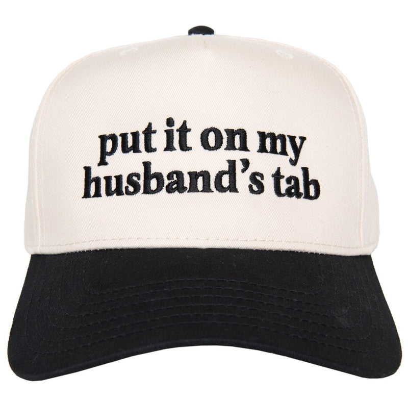 Put It On My Husband's Tab Two-Toned Vintage Hat - Black/Tan