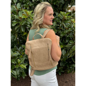 Raegan Double Zipper Backpack - Buff