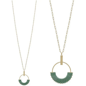 Round Thread Metal Bar Necklace - Mint