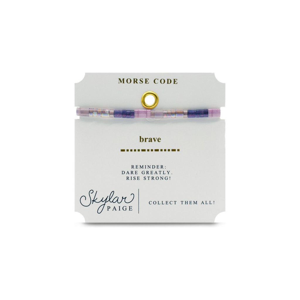 BRAVE - Morse Code Tila Beaded Bracelet